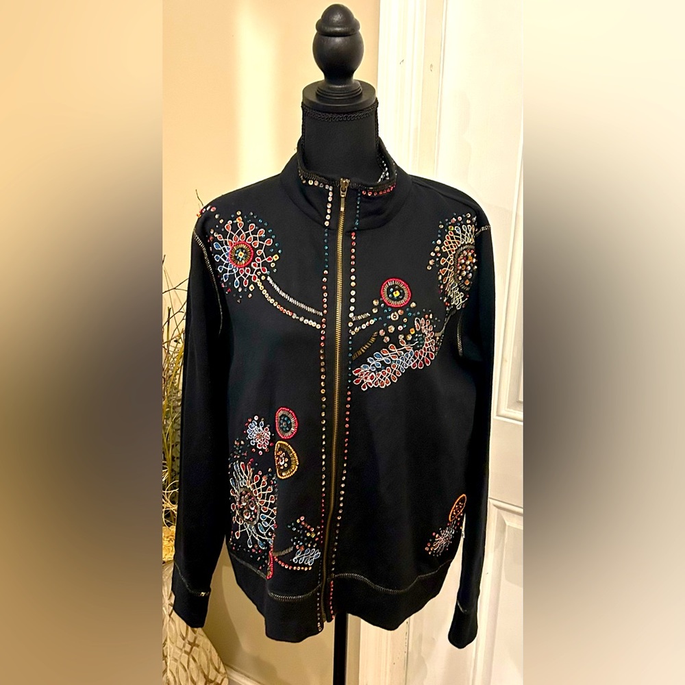 Chicos Brand Embellished Zenergy Jacket